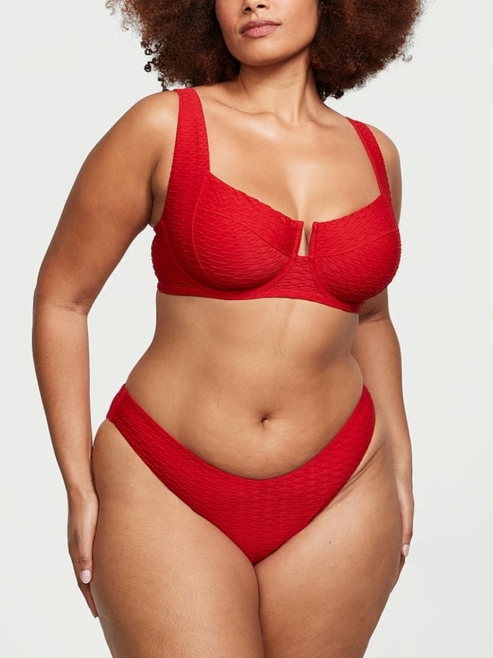 Victoria's Secret Red Set Textured High-Waist Bikini   Bottom L Top 36D New